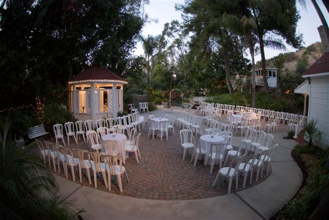 The back of the house where ceremony and reception take place