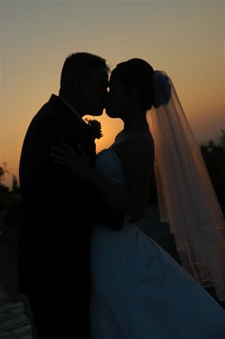 Couple outside at sunset
